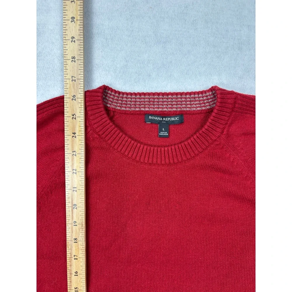 Banana Republic Sweater Mens Large Red Cotton Nylon Wool Blend Crewneck Pullover